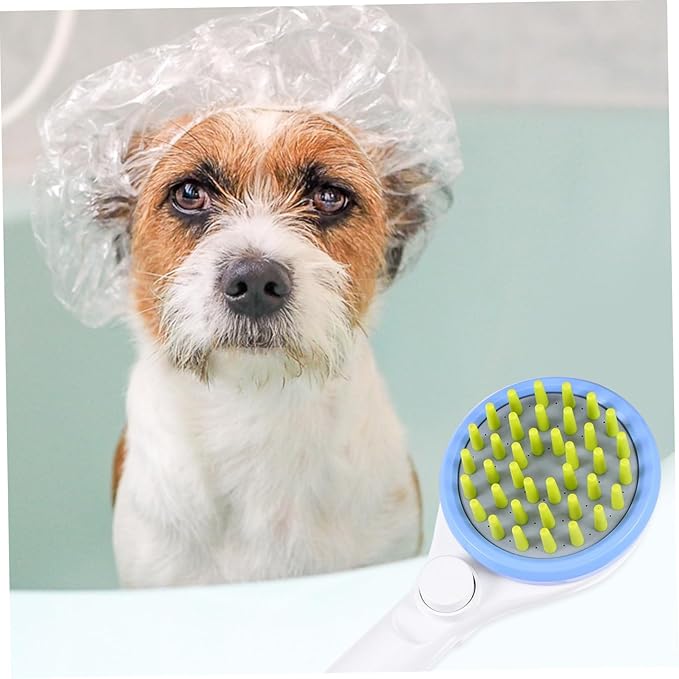 Portable Pet Shower Sprayer with Hose Abs Dog Bath Brush and Puppy Massage Tool for Comfortable Grooming Suitable for Long Hair Dogs and Cats