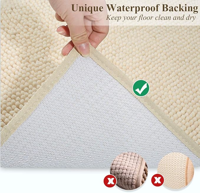 VIVAGLORY Cat Litter Mat Softgrip Litter Trapping Mat, Muddy Litterbox Rug for Indoor & Floor, Machine Washable Easy Clean Soft Microfiber for Cat, 31"× 20", Beige