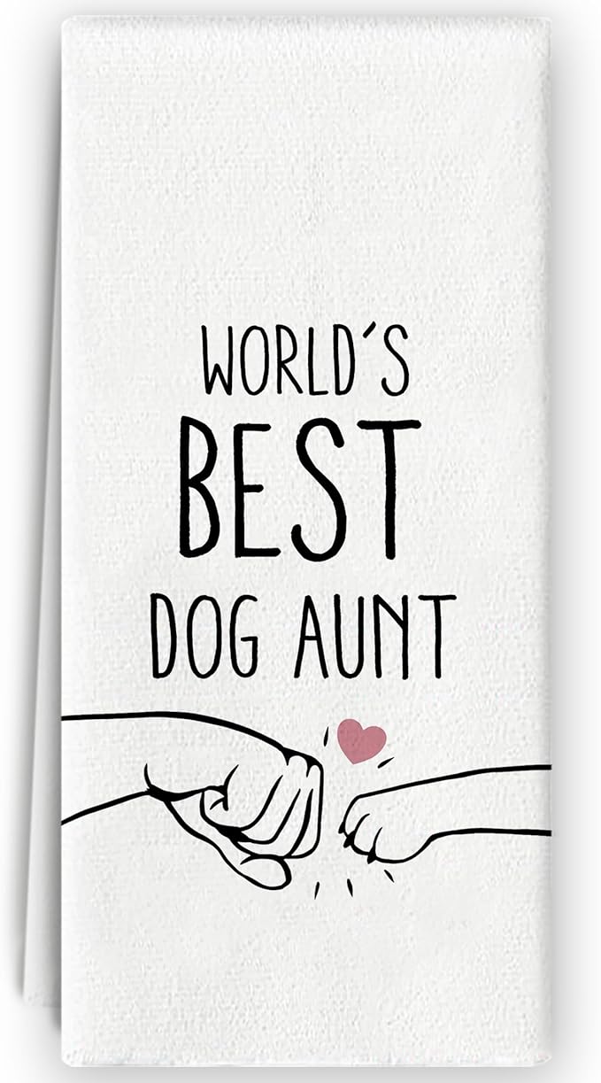 World's Best Dog Aunt Kitchen Towels, Aunt Gifts, Dog Gifts, Aunt Hand Towels Dish Towels for Bathroom Kitchen 16x24 Inch