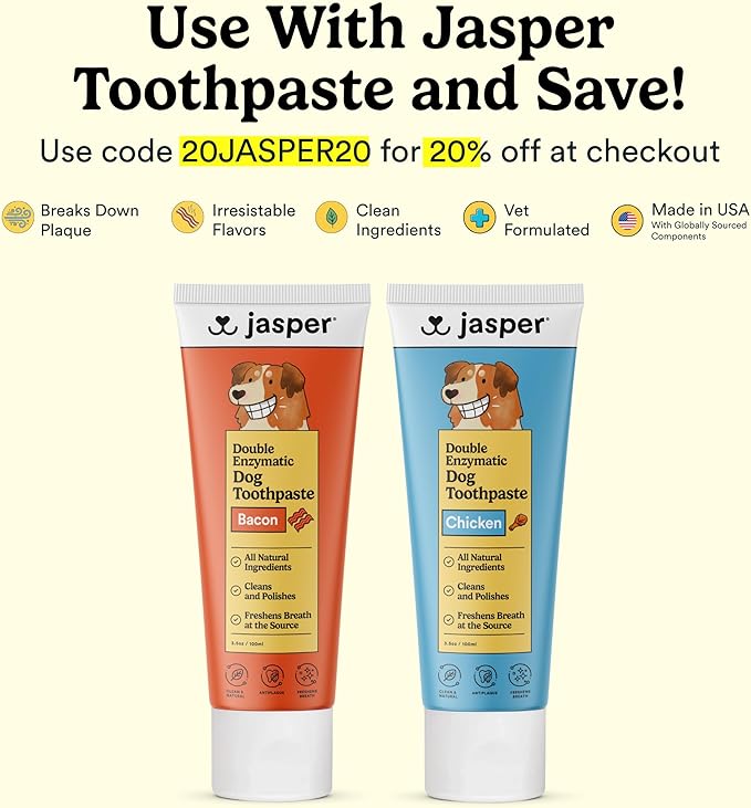 Jasper Dog Toothbrush, 360 Degree Pet Tooth Brushing Kit, Cat Toothbrush, Canine Dental Care & Teeth Cleaning Kit, Pet Finger Tooth Brush, Use with Dog Toothpaste, 4-Pack Neon