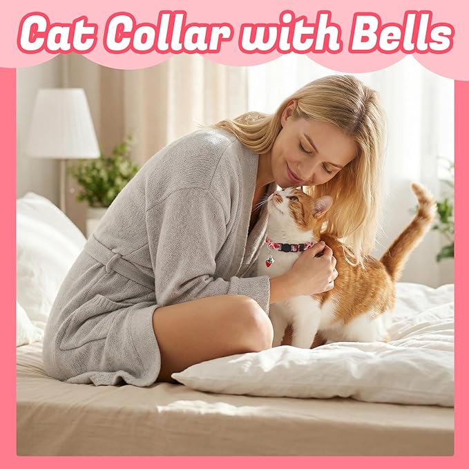 30Pcs Breakaway Cat Collars with Bells and Pendants Adjustable Floral Fruit Cat Collars Safety Kitten Collar for Girl Boy Cats, Multicolor
