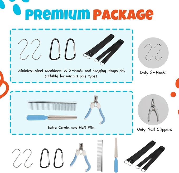 Dog Grooming Hammock Harness, Hanging Sling Restraint for Nail Clipping Small to Medium Dogs & Cats, with Nail Clipper and Comb Pet Grooming Hammock Kit-Medium