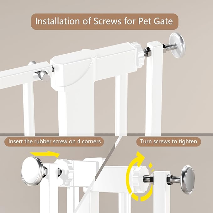55.1" Extra Tall Dog Gate Indoor for Doorways, 30.1-33.8" Wide Cat Pet Gate for Stairs, 1.37" Gap No Drilling Auto Close High Pressure Mounted for Kitchen/Hallways, White