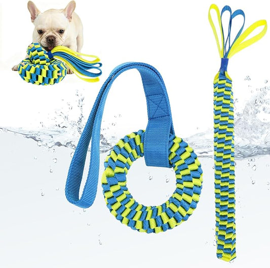 Floating Pool Dog Toys for Water Fetch, Durable Tug Of War Dog Chew Toys for Small Medium Large Dogs, Interactive Outdoor Summer Essentials for Lake Beach Dummy Retrieving Bumper Training 2 Pack