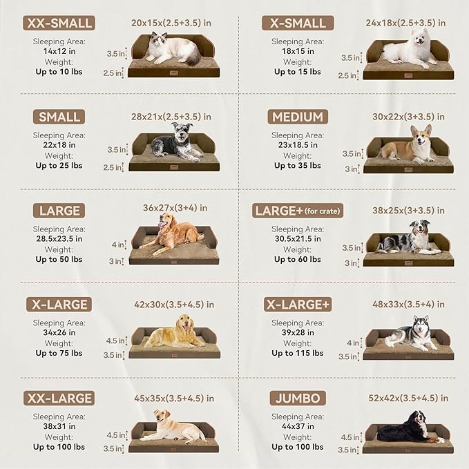 Small Dog Bed Waterproof Orthopedic Dog Beds for Medium Sized Dogs Comfy Pet Cat Bed with Sides, Washable Removable Cover