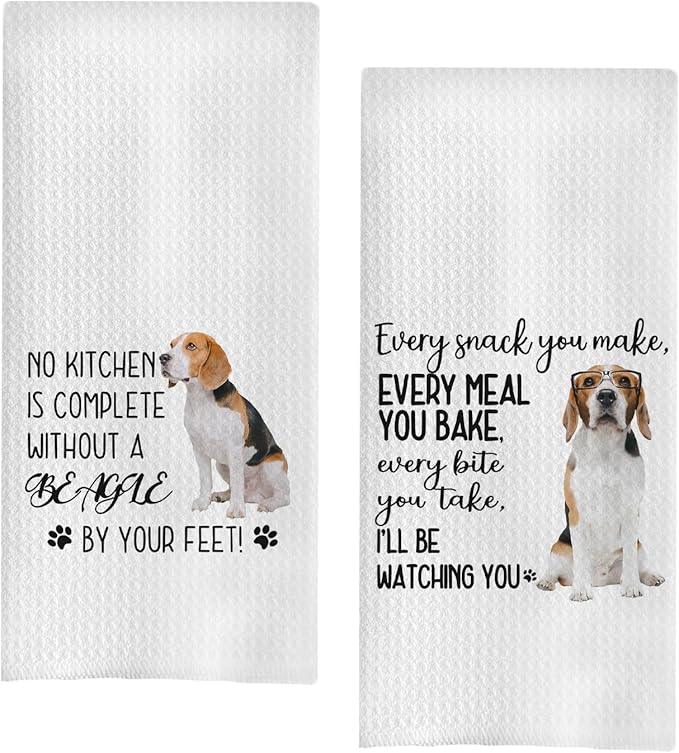 Beagle Gifts Kitchen Towels, Beagle Gifts for Women, Dog Mom Gifts, Beagle Dog Dish Towels Tea Towels for Kitchen, Dog Kitchen Towels for Dog Lovers, Dog Kitchen Decor, 16x24 Inches Set of 2
