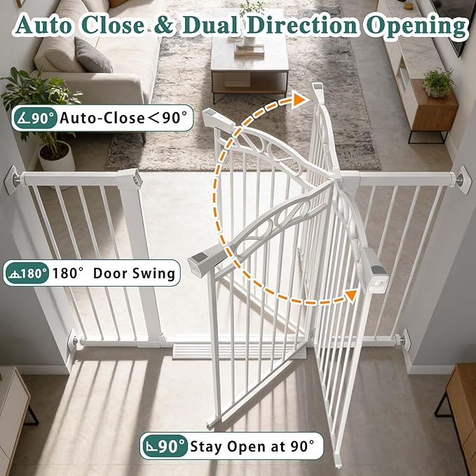 Fairy Baby 48.8"-51.5" Child Baby Gates for Doorway Stairs Hallway Stairway Gate for Kid or Pet Dogs Walk Through Pressure Mounted