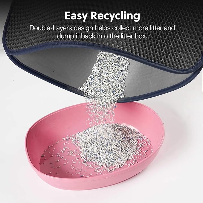 WePet Cat Litter Mat, Kitty Litter Trapping Mat, Honeycomb Double Layer Mats, No Phthalate, Urine Waterproof, Easy Clean, Scatter Control, Catcher Litter Tray Box Rug Carpet