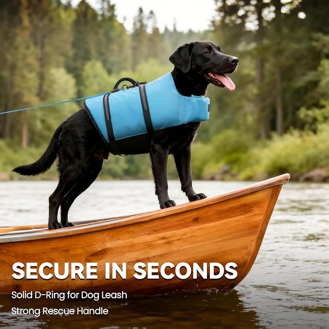 VIVAGLORY Rip Stop Dog Life Vest, Swimming Vest with Handle, Buoyancy for Doggy Puppy, Dog Life Jacket for Swimming & Boating, XXS, Blue