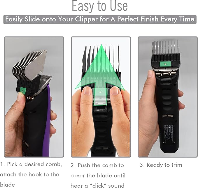 Professional A5-Style Animal Clipper Stainless Steel Color-Coded Snap-on Attachment Guard Guide Comb, 1/8"-1" Compatible with Wahl KM Series Oster A5 Andis Detachable Blade Pet Dog Groomers (#7-7/8")