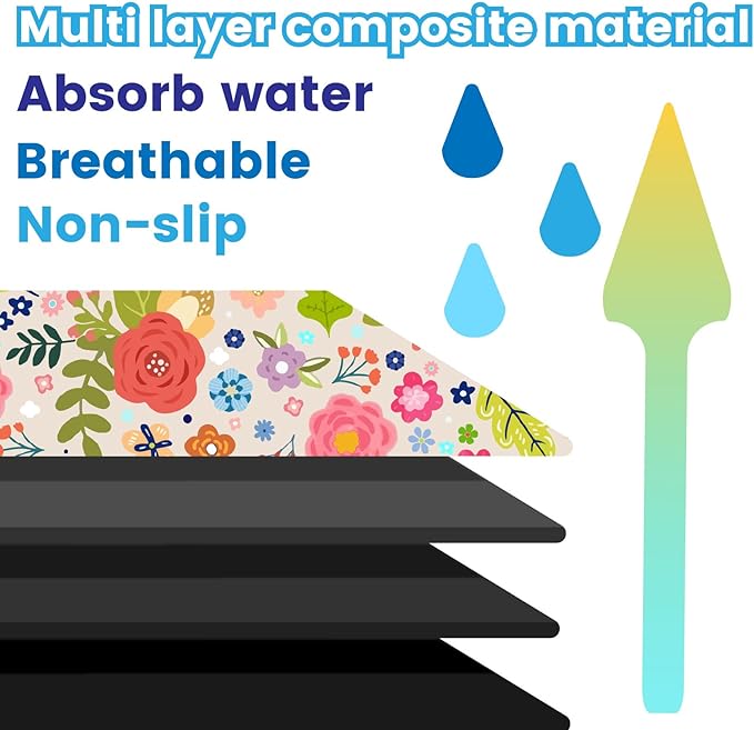Flower Pet Mat for Dog and Cat 20" x 12" Floral Pattern Cat Feeding Mats Cute Rectangle Diatomaceous Earth Absorbent Quick Dry Dog Pet Feeding Placemat for Food and Water Bowls Supplies
