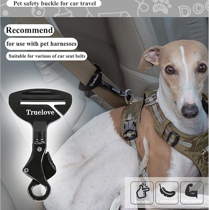 Truelove Vehicle Seat Belt Safety Buckle Lock, Dog Car Restraint, Universal Seatbelt Clip for Pet Travel, 2.7 * 4.7inch, Grey