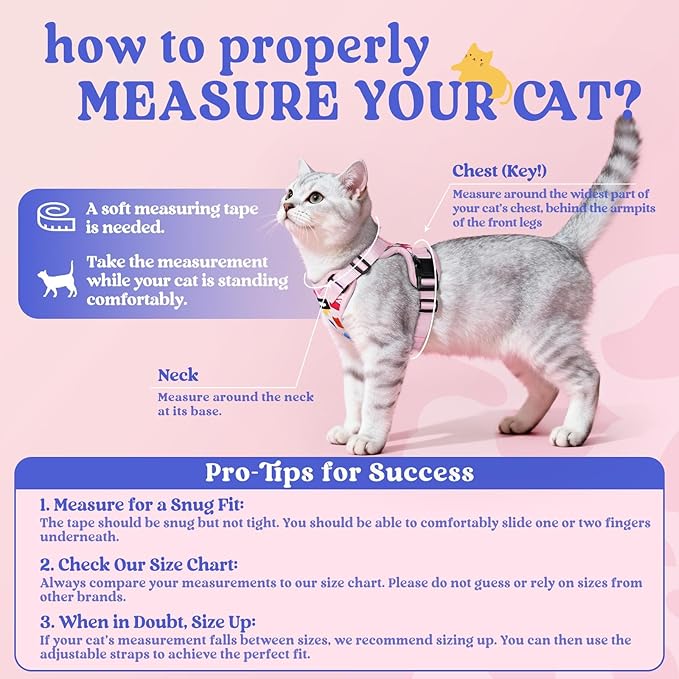 rabbitgoo Cat Harness and Leash Set, Escape Proof Kitten Harness for Safe Outdoor Walks, Soft Breathable Adjustable Vest with Reflective Strips for Kittens and Small Cats, Purrty Pink, XS