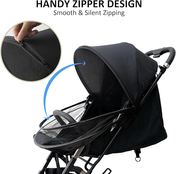 2-in-1 Stroller Cover, Mosquito Net for Baby Stroller with Sun Shade, Stroller Accessories - UV Protection & Breathable 3D Mesh with Two-Way Zipper, Universal Fit Most Stroller