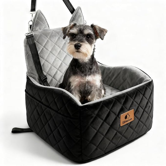 6" Elevated Dog Booster Seat for Small & Medium Dogs up to 35 lbs – Memory Foam Car Bed with Washable Cover for Calmer Rides, Better Window View & Easy Cleaning