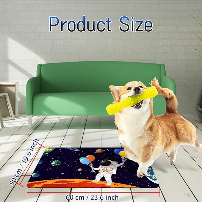 Dog Food Mat, 19.6" x 23.6" Absorbent Pet Feeding Mat for Food and Water, Waterproof Diatom Mud Pet Placemat with Non-Slip Rubber Backing, Easy Clean Cat Bowl Mat for Floors - Balloon Man