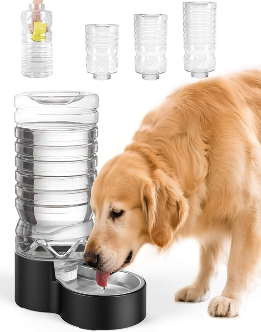 Heouvo 2.5 Gallon Automatic Dog Water Dispenser【Wide Mouth for Easy Hand-in Cleaning】【Removable Stainless Steel Bowl】, Gravity Refilling Large Capacity for Cats and Dogs, Multi-Pet Homes