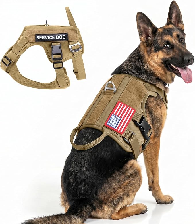 FAYOGOO Tactical Dog Harness for Large Dogs - Heavy Duty Dog Harness Escape Proof with Handle - No Pull Military Service Dog Vest with Removable Patches for Walking,Training,Hiking