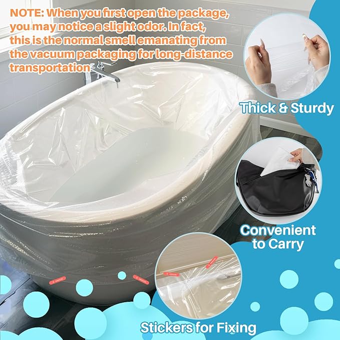 MAQIHAN 5PACK Disposable Bathtub Cover Liner - 102 x 47 Inch Large Size Transparent Plastic Bathtub Liner, Portable Bath Tub Bag with Sticker, Ideal for Travel Salon Spa Household Hotel Pet Bathing