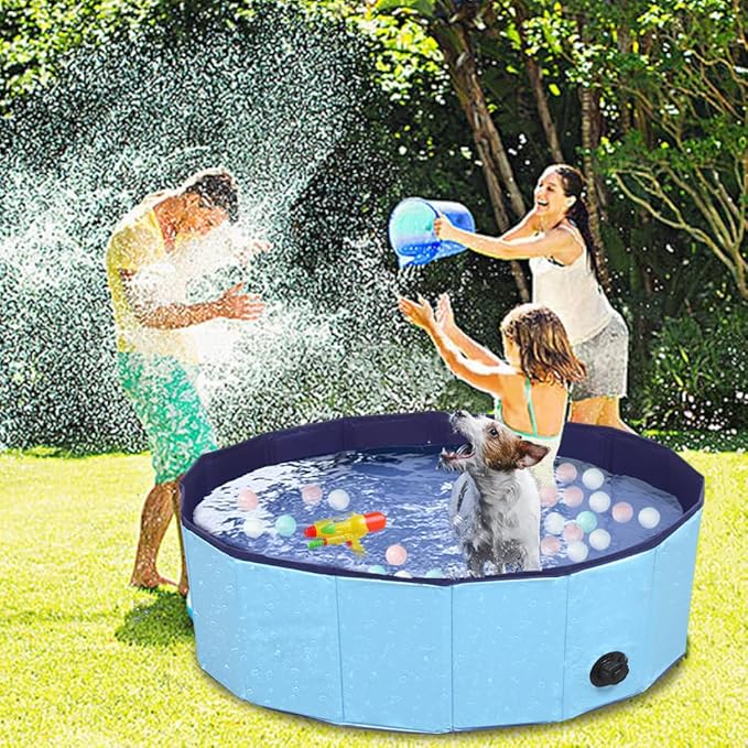 Dog Pool Foldable pet Pool Large Dog Swimming Pool pet Swimming Pool PVC Non-Slip Pool for All Kinds of Pets 63-12in