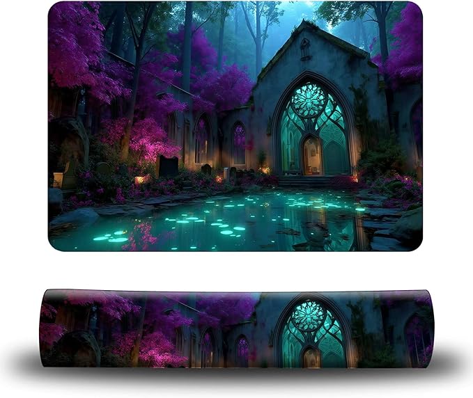 Dog Food Mat, 15.7" x 23.6" Absorbent Pet Feeding Mat for Food and Water, Waterproof Diatom Mud Pet Placemat with Non-Slip Rubber Backing, Cat Bowl Mat for Floors - Purple Tree Forest