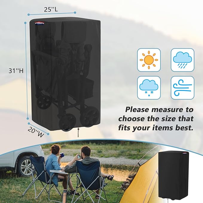 Wagon Stroller Dust Cover for Wonderfold W2 2-Seater Wagon Stroller,Folded Storage and Travel Protection,Waterproof Outdoor Cover for Rain,Dust,and Sun (25" L x 20" W x 31" H)