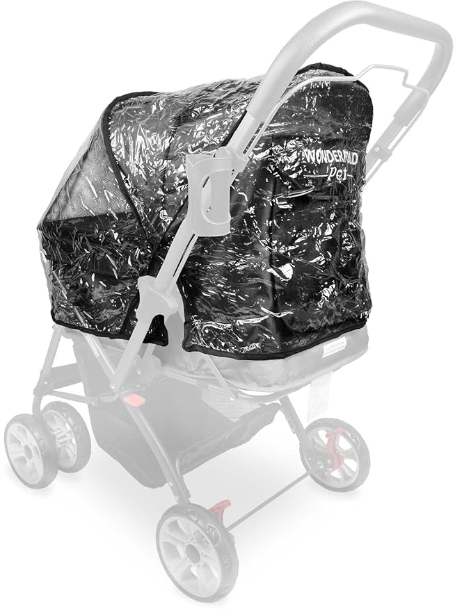WONDERFOLD Stroller Rain Cover Made with Lightweight Transparent Sheet Featuring Small Ventilation Holes and Hook and Loop Closure Entrance for Easy Access (Pet Stroller, One Size)
