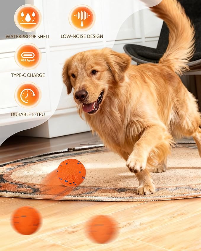 Interactive Dog Ball Toys for Medium & Large Dogs,Self-Moving, Auto-Vibrating,Bouncing Smart Dog Ball That Moves on It's Own Keep Them Busy,3.1″ Chew-Resistant E-TPU,IPX7 Waterproof (Include Gift Bag)