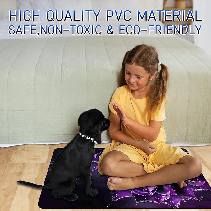 Dog Food Mat, 15.7" x 23.6" Absorbent Pet Feeding Mat for Food and Water, Waterproof Diatom Mud Pet Placemat with Non-Slip Rubber Backing, Easy Clean Cat Bowl Mat for Floors - Purple Rose
