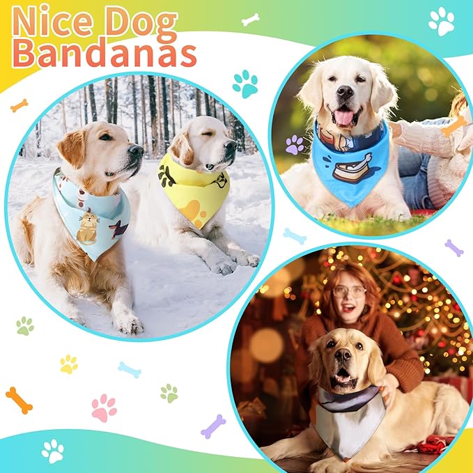 Huhumy 100 Pcs Paw Dog Bandanas Bulk Paw XL Pet Bandanas Colorful Triangle Pet Bibs Scarfs for Medium Large Dogs Spring Summer Birthday Holiday Costume Decoration
