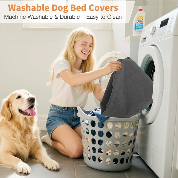 Dog Bed Covers Replacement Washable Waterproof Round Bed Protector for Donut Bed & Dog Couch, Gray 36 Inch