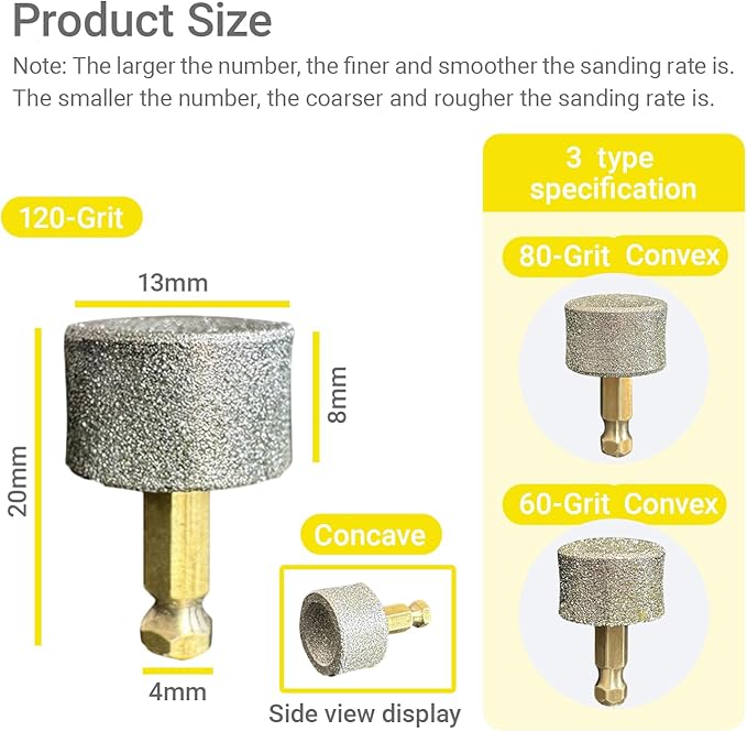 3 Pack Dog Nail Grinder Replacement Head, Pet Nail Grinder Diamond Tip Replacement, Professional Spare Grinding Head for Electric Pet Paw Trimmer Nail Grinder, Dog Claw Smoothing Grinder Bits