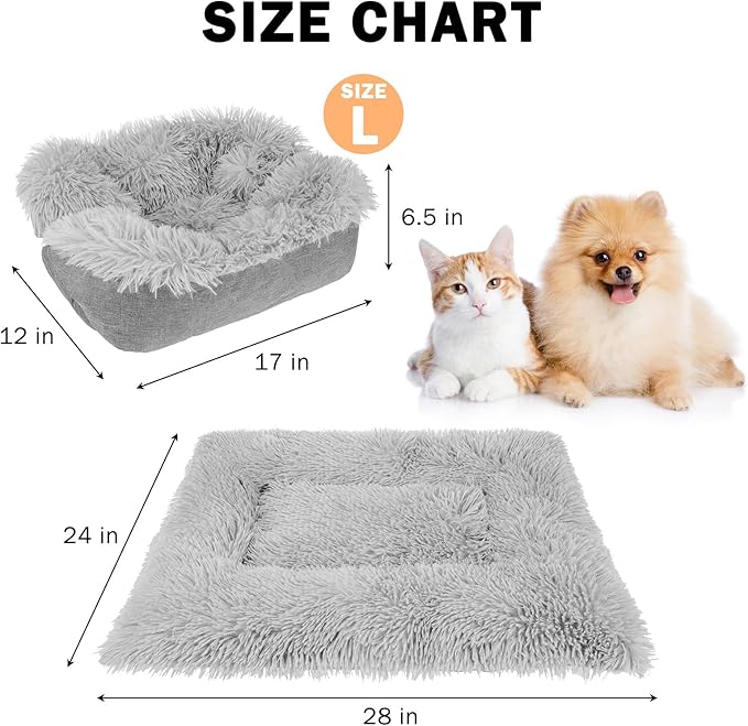 SCENEREAL Self Warming Cat Bed Self Heating Cat Dog Mat, 2 in 1 Soft Plush Washable Pet Pad for Indoor Outdoor, 28" x 24"