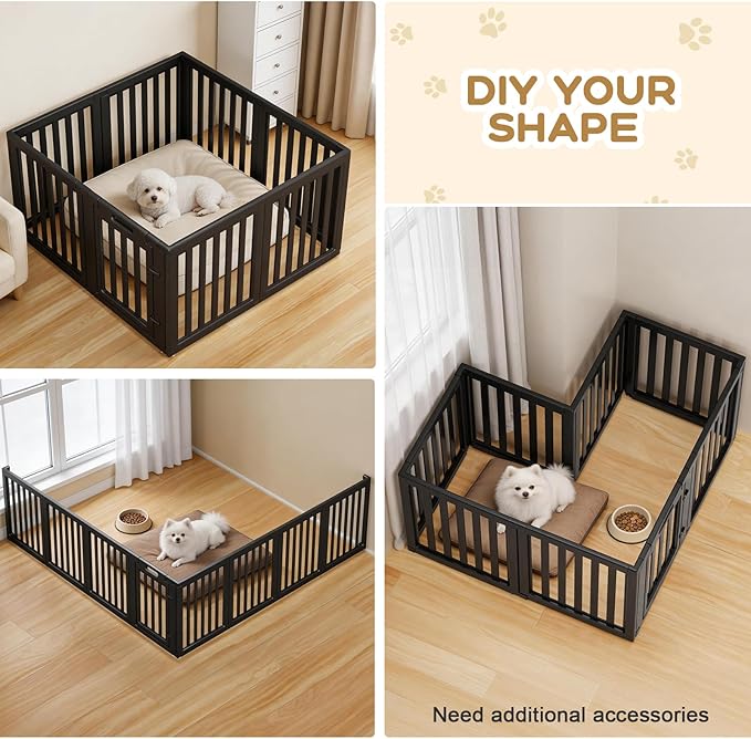 Dog Playpen, Clear Dog Pen, Dog Pen Indoor, Easy to Install and Remove Dog Play Pen, Puppy Playpen Suitable for Dogs, Cats,Dog Playpen Indoor(Black, 23.6 Inch Height, 8 Panels)