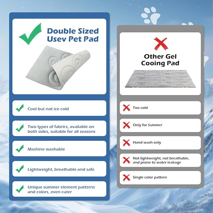 EXPAWLORER Reversible Dog Cooling Mat Large (Cool & Warm) 48”x28” Pet Cooling Mat in Summer & Plush Warm Blanket in Winter,Foldable Thick Bed Pad for Kennel Sofa Floor Crate Car Seat