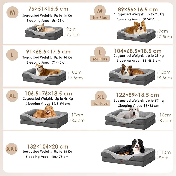 EHEYCIGA Orthopedic XL Dog Bed for Large Sized Dog, 42x30 Inch Extra Large Memory Foam Dog Couch Bed with Sides, Waterproof Liner & Washable Removable Cover, Bolster Pet Sofa, Grey