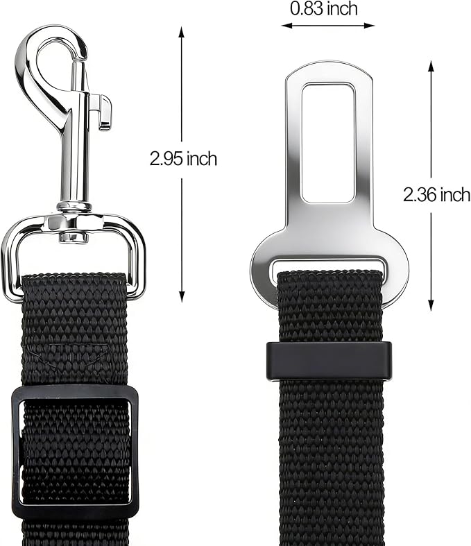 Elisel Elisel 2 Packs Adjustable Length Pet Dog Cat car seat Belt Pet seat Belt Pet Accessories for Dogs Cats and Pets (Black)