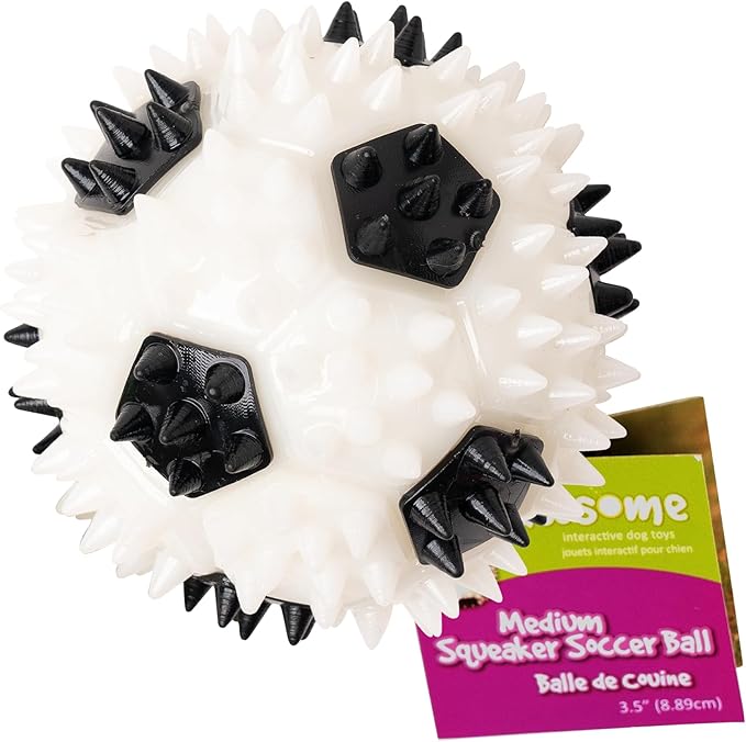Gnawsome 3.5” Squeaker Soccer Ball Dog Toy - Medium, Promotes Dental and Gum Health for Your Pet, Colors Will Vary, All Breed Sizes