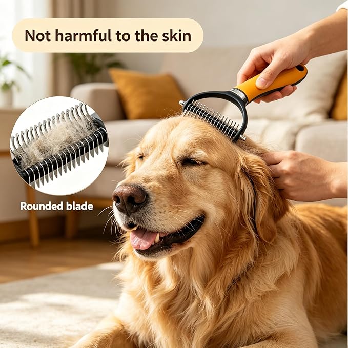 Deshedding Dog Brush for Shedding, 2026 New Multifunctional Double-Sided Pet Grooming Comb Tool, Undercoat Rake Pet Brush for Long Haired for Dogs & Cats (Orange)