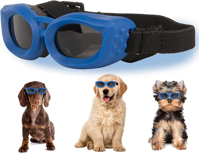Dog Goggles Small Breed, UV/Wind/Dust/Fog Protection Pet Sunglasses with Adjustable Strap,Outdoor Dog Sunglasses for Small Dogs,Easy Wear