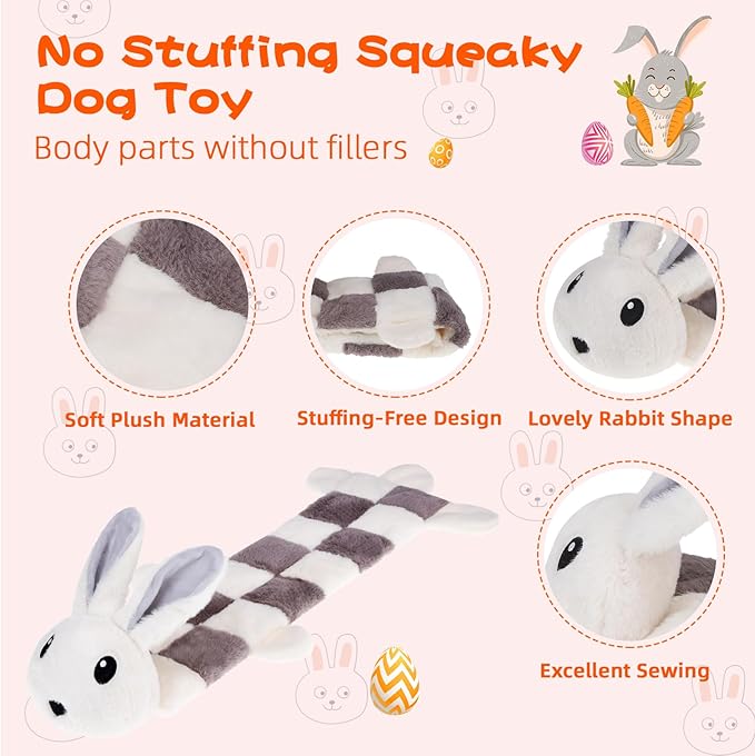 Mihachi Easter Rabbit Dog Squeaky Toys 16 Squeakers for Aggressive Chewers, Tough Interactive Tug of War Dog Toy-Chew Toy for Small,Medium,Large Breed No Stuffing Toy, Fun Long Toys 22.8 Inches
