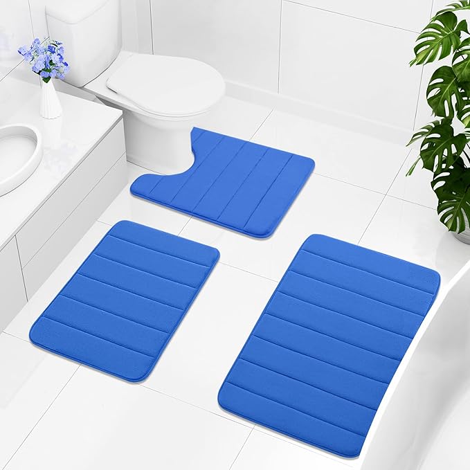 Buganda Memory Foam Bath Mat, 35.4" x 24", Ultra Soft and Non-Slip Bathroom Rugs, Water Absorbent and Machine Washable Bath Rug Runner for Bathroom, Shower, and Tub, Royal Blue