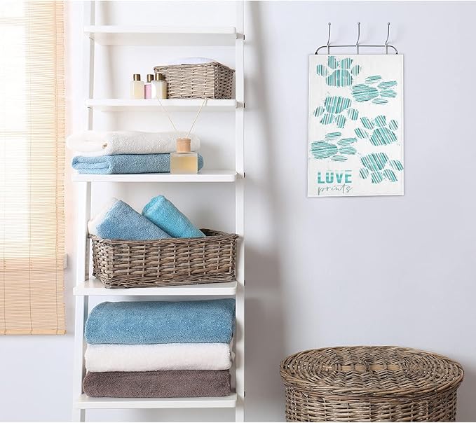 2 PCS Cat Dog Paw Hand Towels Lovely Animals Paw Prints Love Blue Soft Microfiber Hand Towel for Bathroom Kitchen Yoga Gym Decorative Towels 13.8"X29.1"
