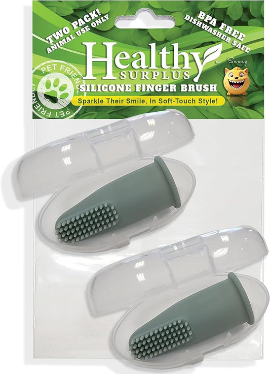 Healthy Surplus - Silicone Finger Brush Toothbrush - Dental Hygiene Toothbrush Solution for Dogs, Cats and Puppies - 1 Pack Containing 2 Dental Care Fingerbrushes for Pets