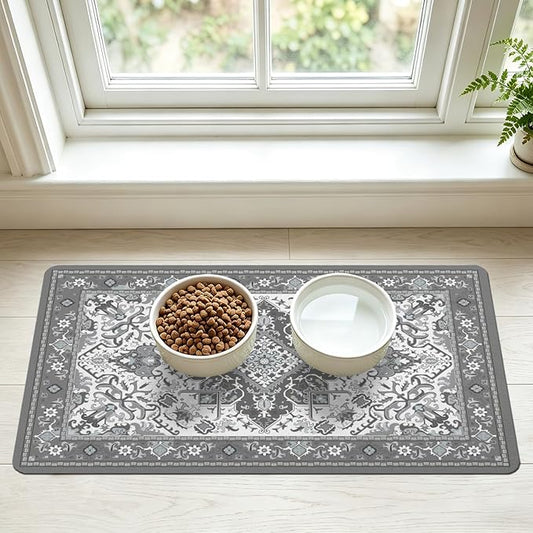 Pet Feeding Mat for Floors Waterproof Dog Mat for Food and Water Absorbent Quick Dry Non Slip mat for Cat Bowls