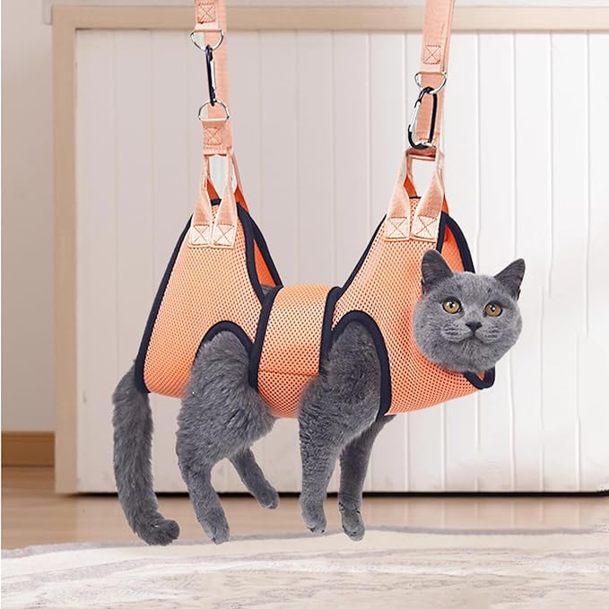 Dog Hammock – Pet Sling Support with Reinforced Openings | Professional Restraint Tool for Nail Trimming Bathing Scratch Prevention Grooming Assistance Home Veterinary Use