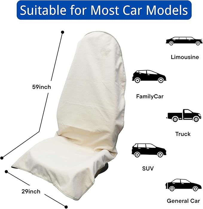 Waterproof Car Seat Cover for Front Seats, Protector for Cars SUVs Trucks, Sweat Towel Seat Covers Bucket for Gym,Workout,Beach,Hiking,Running Swimming(Beige, 1PC)