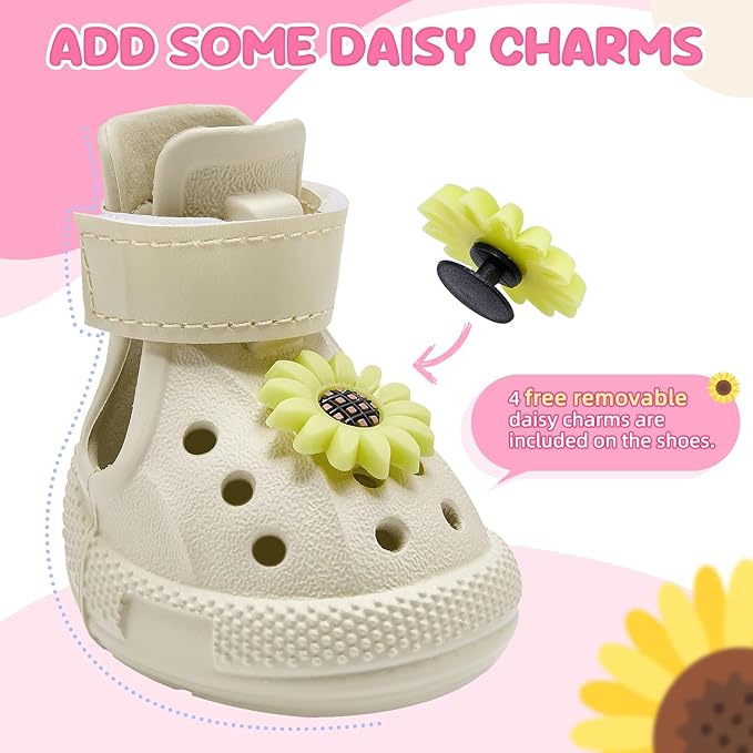 Nasjac Dog Shoes for Hot Pavement - Breathable Dog Sandals with Non Slip Soles & Reflective Straps, Easy ON & Off, Easy-Clean Summer Outdoor Pet Boots for Small Medium Large Dogs, Beige, 3