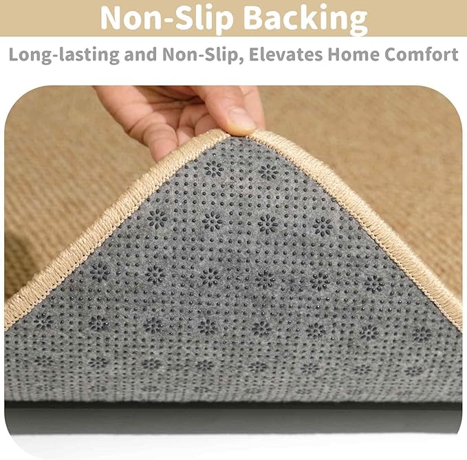 Brakki Bullnose Carpet Stair Treads, Non Slip Landing Mat for Wooden Steps Indoor, Soft Stair Rugs for Pets, Indoor Doormat for Kitchen Bathroom, Washable, 30"x30" 1pc, Beige