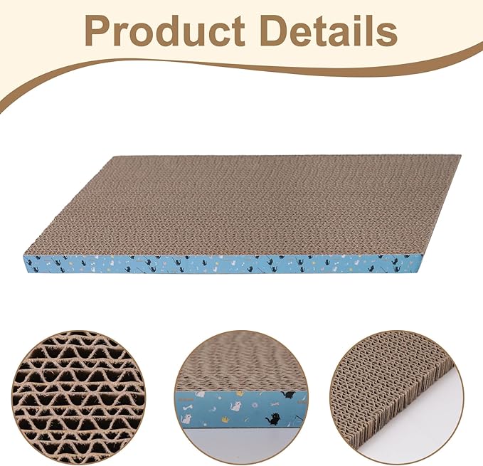 Cat Scratcher Pads, Cat Scratching Cardboard for Indoor Cats 14″Lx10.6″Wx0.6″H Dual-Side Corrugated Cats Scratching Post Reusable Supplies (2PCS)